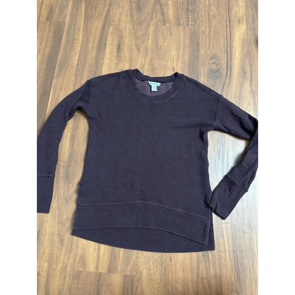 Athleta Coaster Luxe Waffle Thermal Sweatshirt Womens Size XS Spiced Cabernet